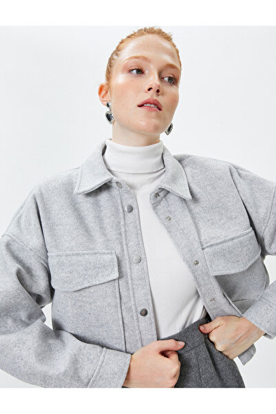 Koton Shacket Double Flap Pockets Soft Textured Relax Cut