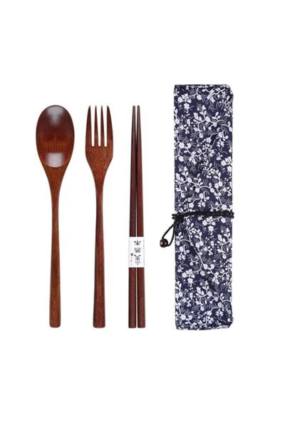 Generic SOWUGI Wooden Spoon Chopsticks Fork Sets Dinnerware Combinations Chopsticks and Spoons Fork Set(1 S