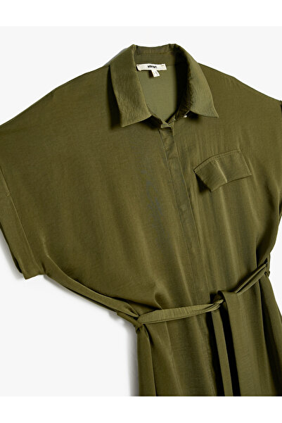 Koton Khaki Women's Midi Shirt Dress