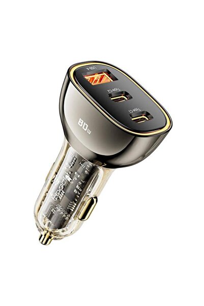 Toocki Încărcător auto 2C+A, 80W, 3A, 1 x USB-A - 2 x USB-C, Negru TCC2C 1A-XF01