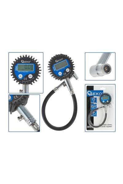 GEKO MANOMETRU CU FURTUN PENTRU VERIFICARE PRESIUNE ANVELOPE CU AFISAJ DIGITAL