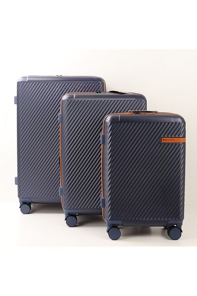 Quasar & Co. Set of 3 trolleys S/M/L, suitcases, luggage with lock, telescopic handle, suitcases with 4 wheels, ABS, blue