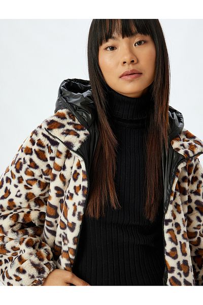 Koton Beige Women's Leopard Jacket