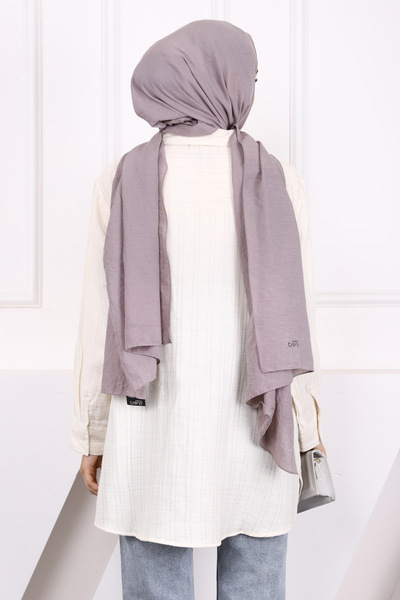 İmajButik Κρεμ λαιμόκοψη ριγέ λινό τουνίκ