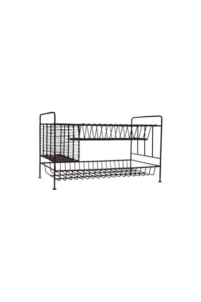 Generic Creative Co-Op 2-Tier Metal Dish Rack with Utensil Compartment