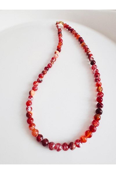 DEVİ fashion Natural Stone 6 mm Necklace 44 cm