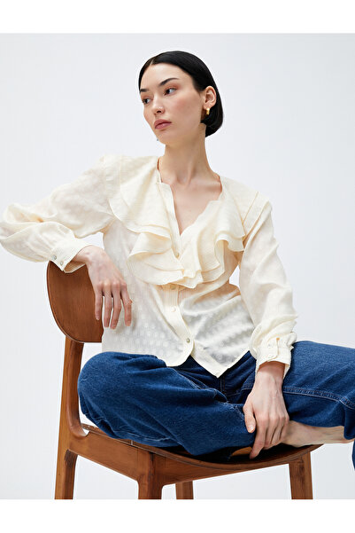 Koton Voluminous Neck Shirt Long Sleeve