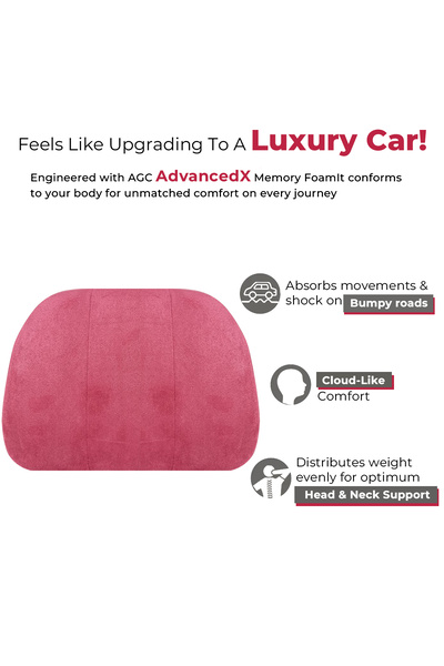 AGC Memory Foam Car Headrest Cushion for Neck and Head Support Adjustable Strap HC-1012 Maroon