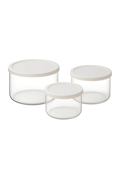 Simax Set of 3 Round Glass Storage Containers – 0.40 + 0.80 + 1.50 Lt, Healthy, Multi-Purpose