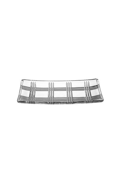 Dania Rectangular clear glass serving plate for pastries, sweets and fruits, size 27*14 cm