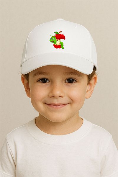sielta Apple Dog Printed White Boy's Sports Hat Cap