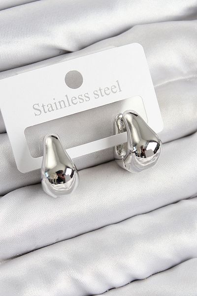 STİLLOVE أقراط نحاسية على شكل حلقة فضية اللون للنساء