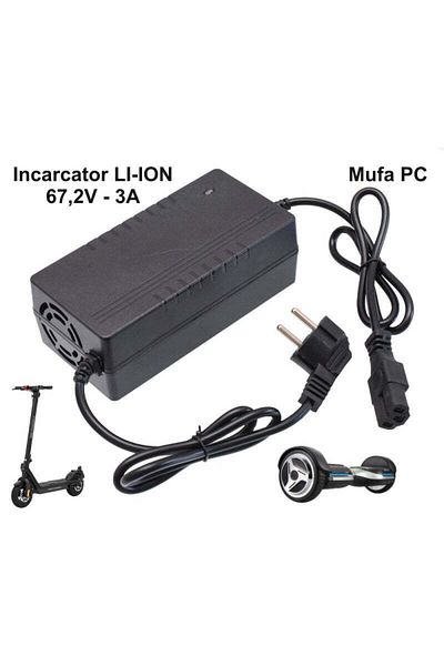 VTM Li-ion Charger 67.2V/3A For Electric Scooters, Bicycles, Hoverboard, Scooter, Black