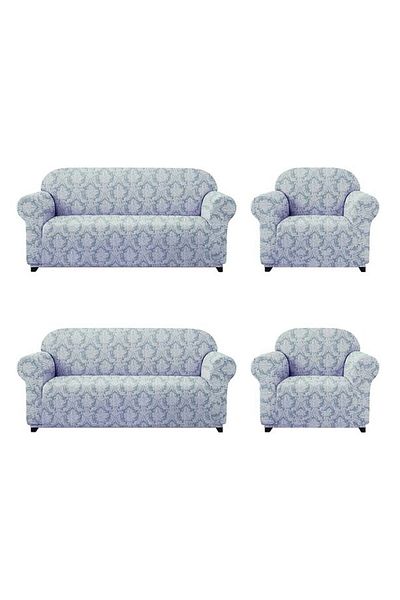 BOSTAN Jacquard Sofa, Sofa, Sofa Bed Cover Paisley Pattern Elastic Skirtless for 3+3+1+1 Set