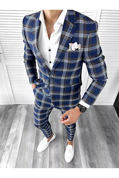 dehaine Men's suit, consisting of Jacket, Pants, Vest, Navy Blue, B4226