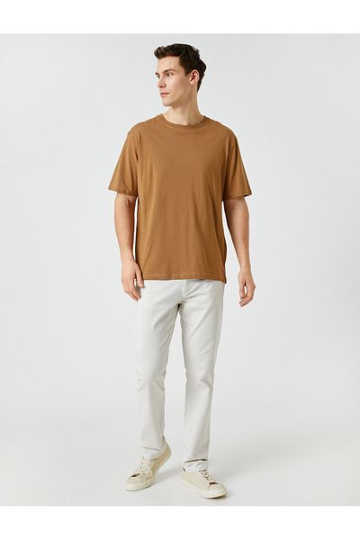 Koton Basic Gabardine Trousers Buttoned Pocket Detail Cotton