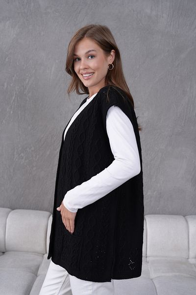 Lamierra Knitwear Wool Vest Super Battal Large Size