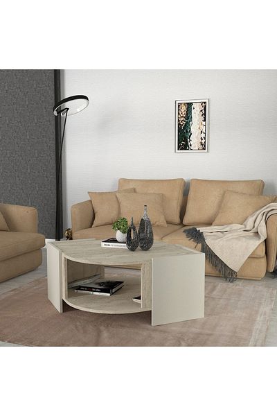 UnicUtil Masă de Cafea, Stone Harmony, UnicUtil, 75 x 75 x 40 cm, Crem, UUMC28