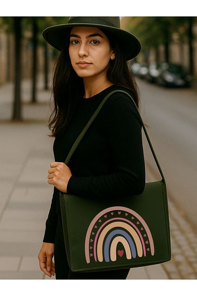 Cemira Rainbow Rainbow Green Khaki Bohemian Canvas Messenger Bag Street Style Korean Handbag