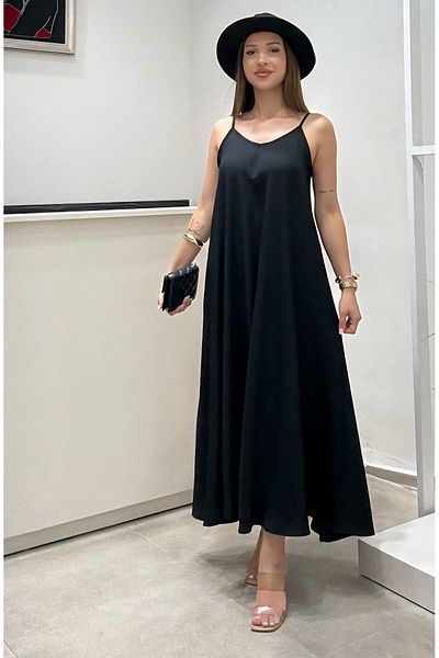Şamdan Long basic dress with straps