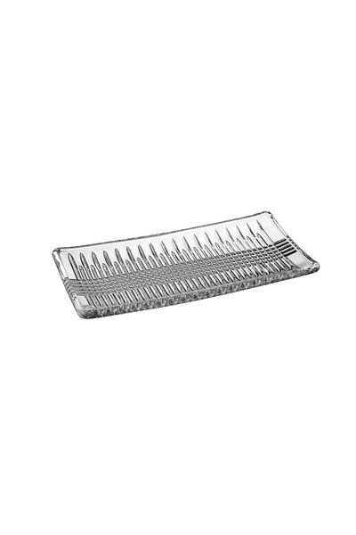 Dania Rectangular clear glass serving plate for pastries, sweets and fruits, size 27*14 cm
