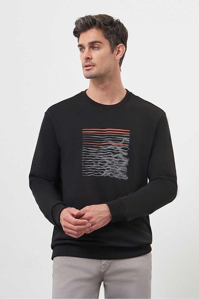 Morven Men's Black Trend Crew Neck Sweat-Shirt