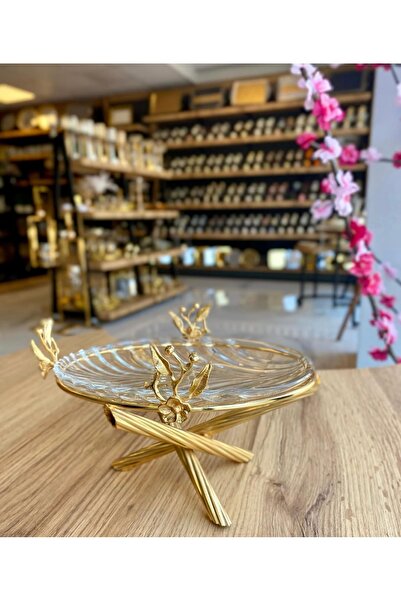 AZADE BAKIR GOLD JAPONGÜL PİRİNÇ TEKLİ CAM SUNUM