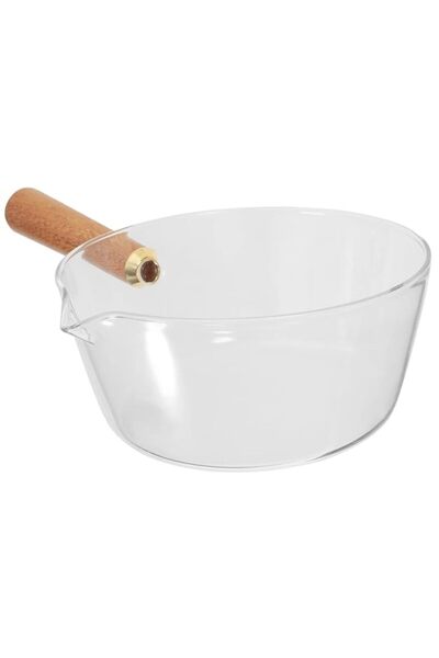 Generic TOYANDONA Glass Saucepan with Wooden Handle, 650ML Non-Stick Milk Pan...
