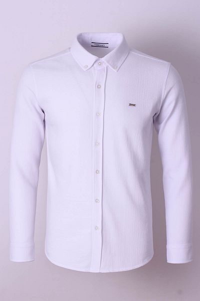 trender Long Sleeve White Men's Shirt 2560