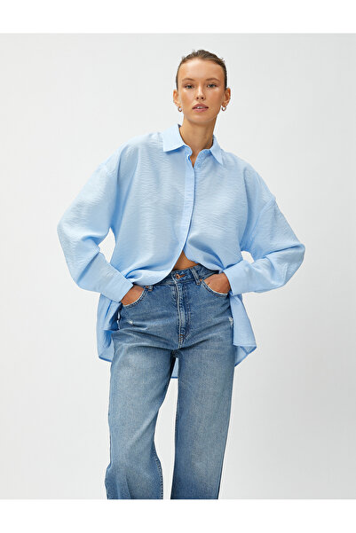 Koton قميص كبير الحجم بتفاصيل خلفية وأكمام طويلة