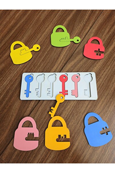 Rex Toys Renkli Anahtar-Kilit Eşleştirme Oyunu – Ahşap Eğitici Oyuncak Montes...