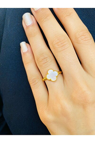 MAHMUT ÇİÇEK KUYUMCULUK Beyaz yonca yüzük