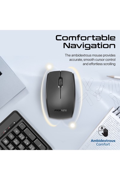 Promate Ergonomic wireless Multimedia keyborad plam resta Arabic/english