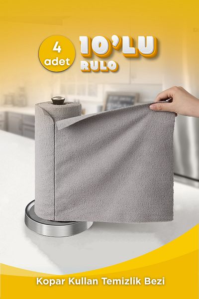 GRİMOR Life 4 Pieces of 10 Rolls 100% Microfiber Multi-Purpose Cleaning Cloth - Economical and Practical Hygiene