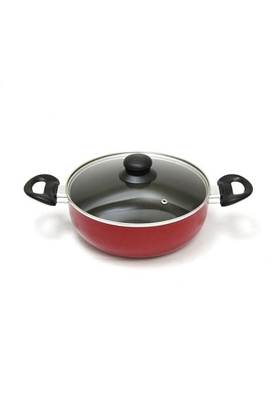 Generic BLACKSTONE Kadai Pan Ceramic Coating Frying pan with glass lid (24 CM)