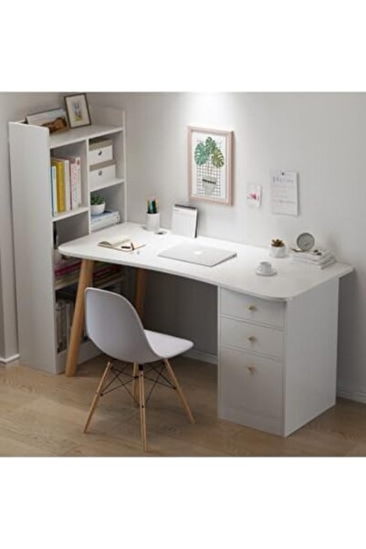 AGD Modern Multifunctional Home Office Desk for Computers and Writing with Storage Drawers and Cabin