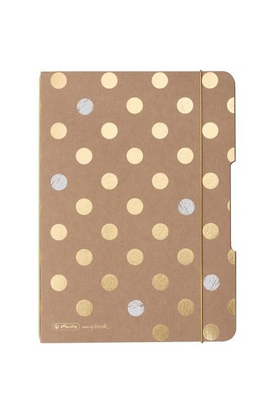 Herlitz Caiet MyBook Flex, A5, 40 folii, 80gr, pătrat, copertă Pure Glam, elastic auriu