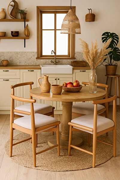 nesia Mutfak Sandalyesi, Yemek, Bahçe, Kafe, Bohem Sandalye, İskandinav Ahşap Sandalye 1 Adet- MEŞE