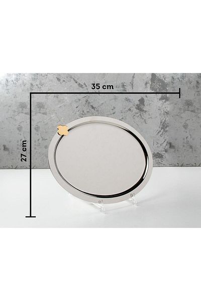 TOHFAT-AL MAIDAH Luxury Originality Stainless Steel Single Oval Nickel Gold Plated Small