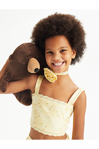 Koton Yellow Girl's Strappy Crop Blouse