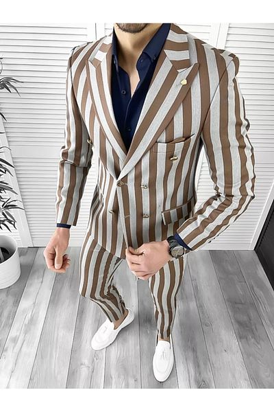 dehaine Men's suit, consisting of Jacket, Pants, Brown, 1077