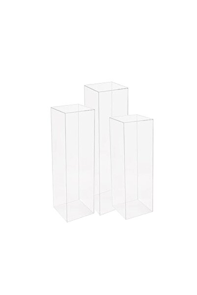 Lamsit Ibdaa قواعد أكريليك - حوامل بلاستيكية - قواعد - رافعات - طاولات جانبية (مجموعة من 3 قطع، شفافة)