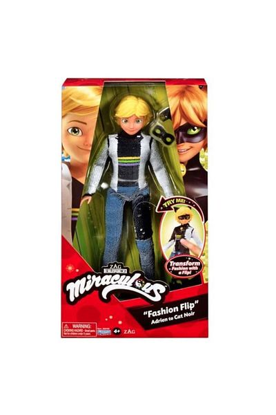 Miraculous Papusa Adrien to Cat Noir, cu paiete reversibile