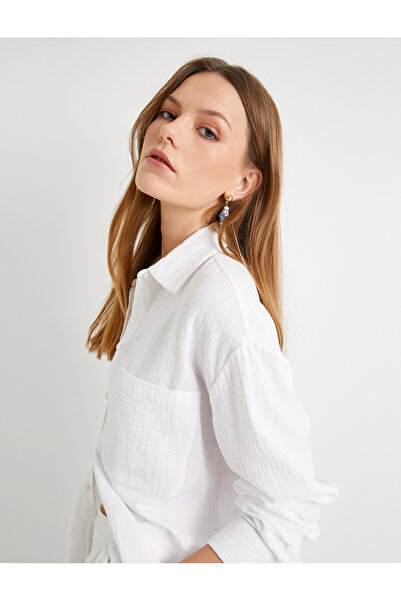Koton Buttoned Pocket Long Sleeve Oversized Shirt