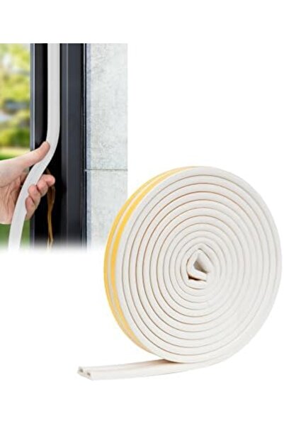 L&Wen شريط مانع تسرب الهواء للباب على شكل حرف D، شريط لاصق ذاتي عازل للصوت، 5 أمتار، أبيض