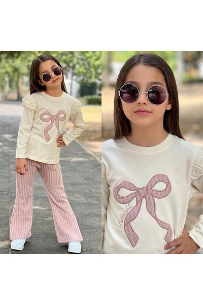 ALPİDS Embroidered Detail Fisto Sleeved Knitwear Pants Girl's Set