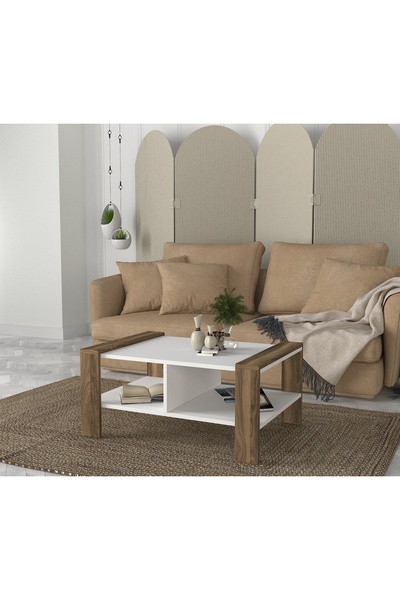 UnicUtil Masa De Cafea, Wood Frame, UnicUtil, 90 x 60 x 42 cm, Alb-Maro, UUMC27