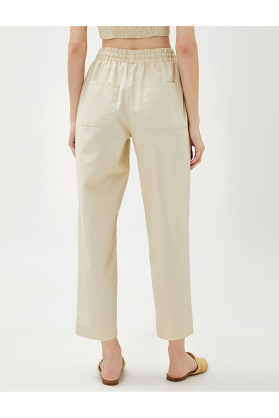 Koton Linen Mix Drawstring Trousers