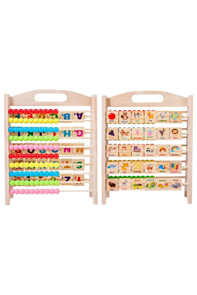 Toy Εκπαιδευτικός Άβακας Μοντεσσόρι με Αλφάβητο και Ξύλινα Ζώα