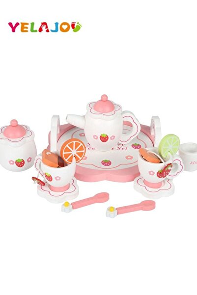 Yelajoy Pretend Play Toy Tin Tea Party Set Kit for Little Girls